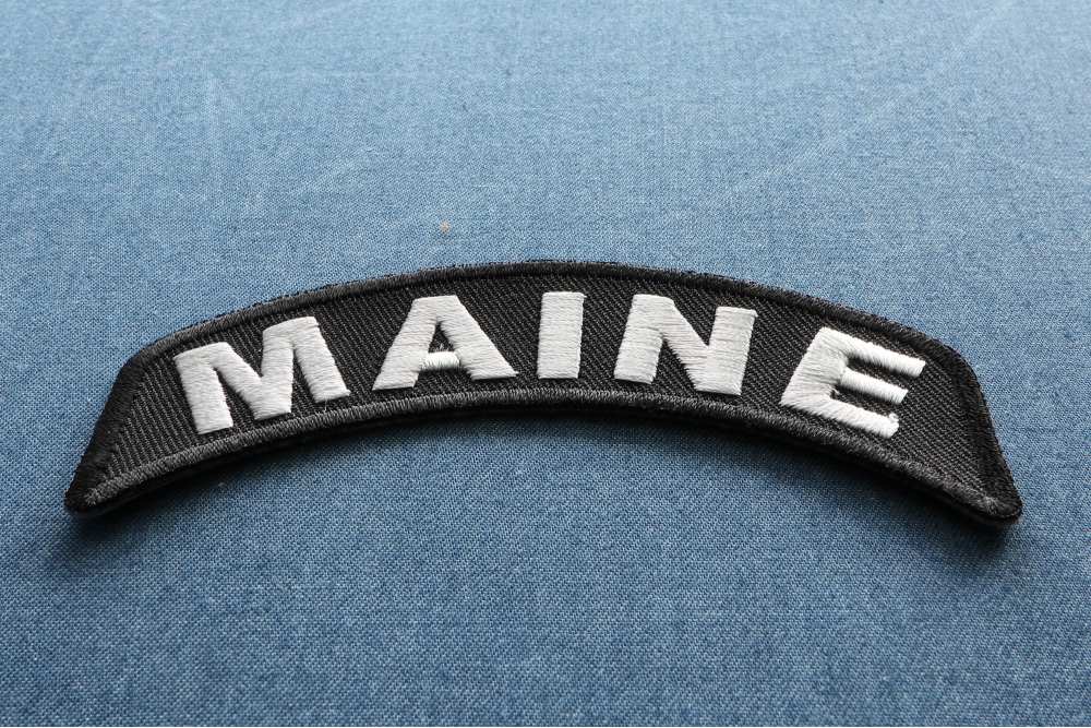 Maine State Embroidered Small Iron On Rocker Patch by Ivamis Patches