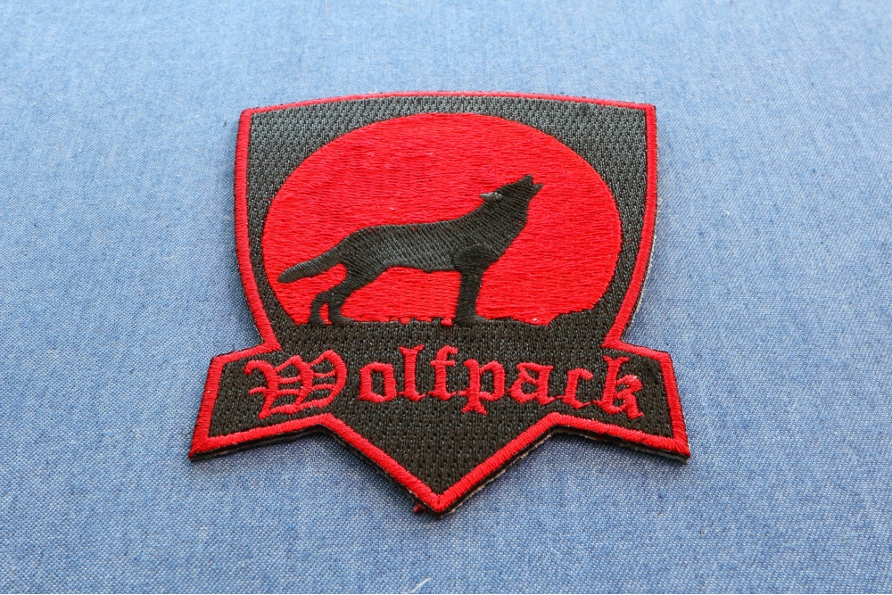 Wolfpack Patch In Red With Howling Moon | Embroidered Patches by Ivamis ...