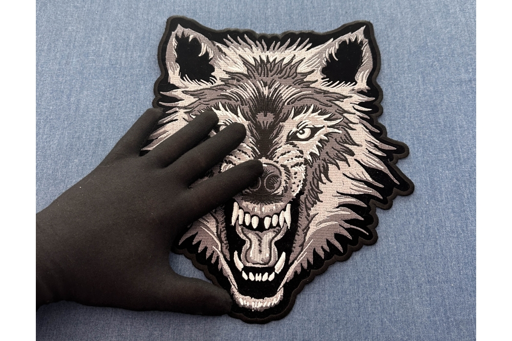Snarling Wolf Large Back Patch by Ivamis Patches