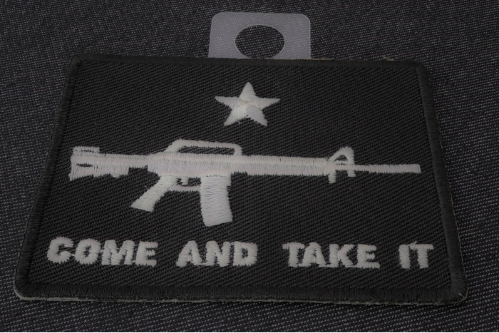 Come and Take It Star Machine Gun Patch diagonal view