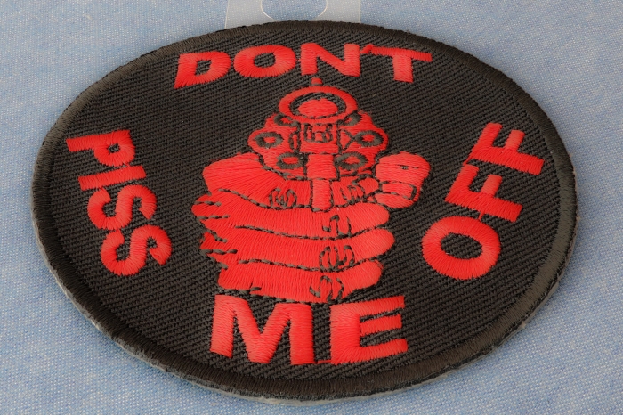 Don't Piss Me Off Gun Patch In Red diagonal view