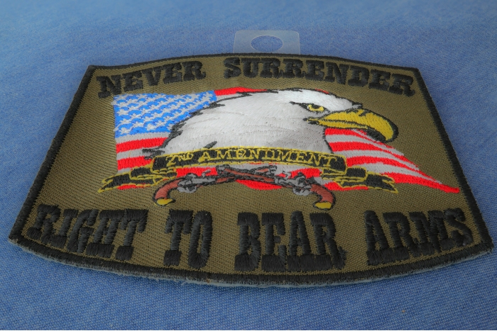 2nd Amendment Patch - Never Surrender diagonal view