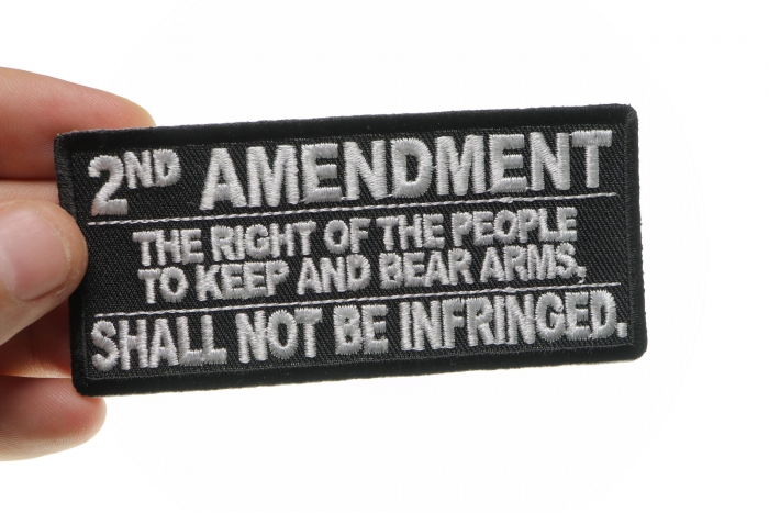 2nd Amendment, The Right of The People To Keep and Bear Arms, Shall Not Be Infringed Patch shown on hand for size comparison