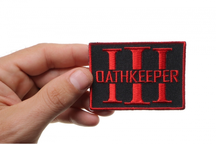 Oathkeeper Patch, Military Patches shown on hand for size comparison