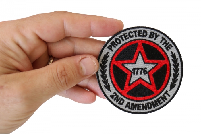 Protected by The 2nd Amendment 1776 Patch shown on hand for size comparison