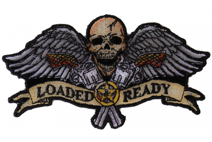 Loaded and Ready Skull Wings Pistols Patch