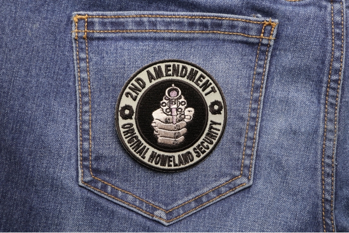 2nd Amendment Original Homeland Security Gun Patch shown on jeans