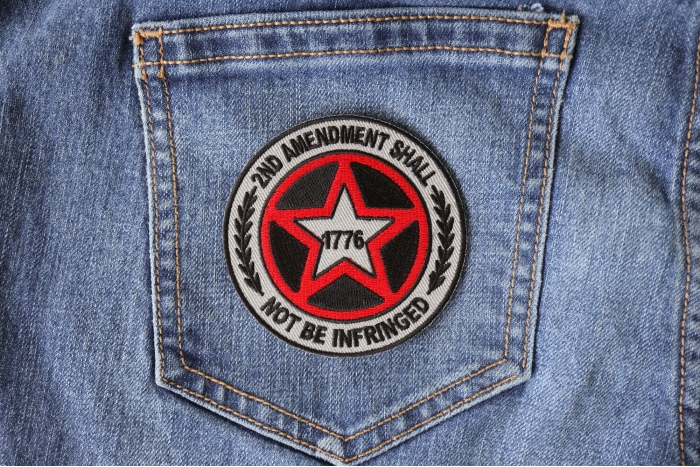 2nd Amendment Iron on Patch shown on jeans