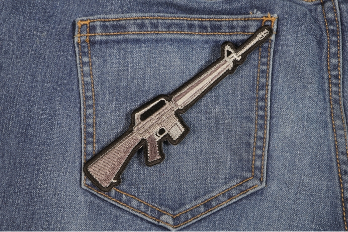 M16 Rifle Patch shown on jeans
