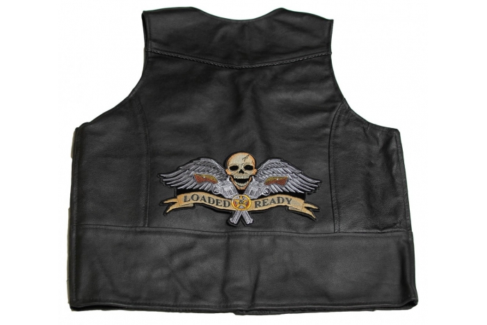  shown on leather vest