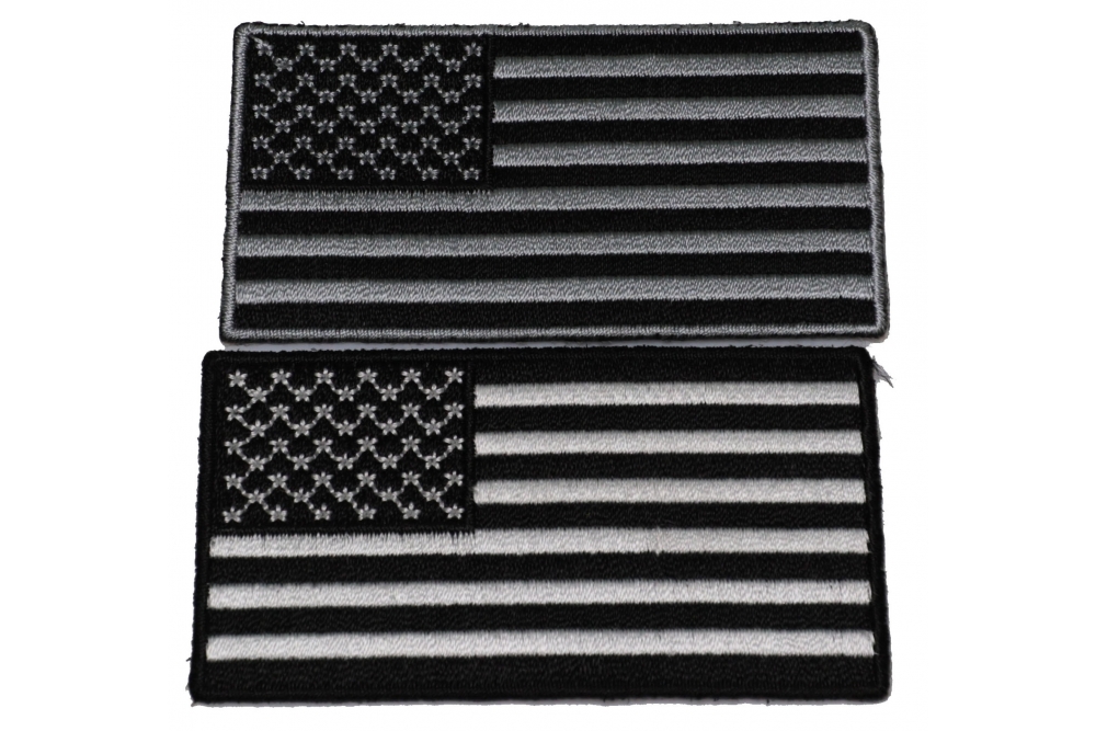 Set of 2 Monochrome American Flag Patches
