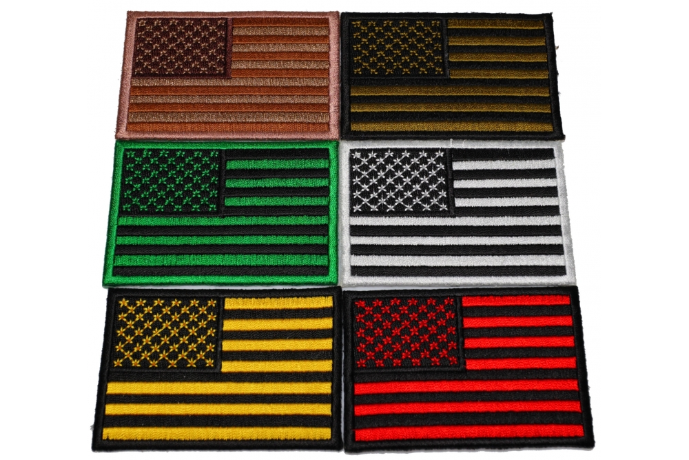 Set of 6 American Flag Patches in different Colors