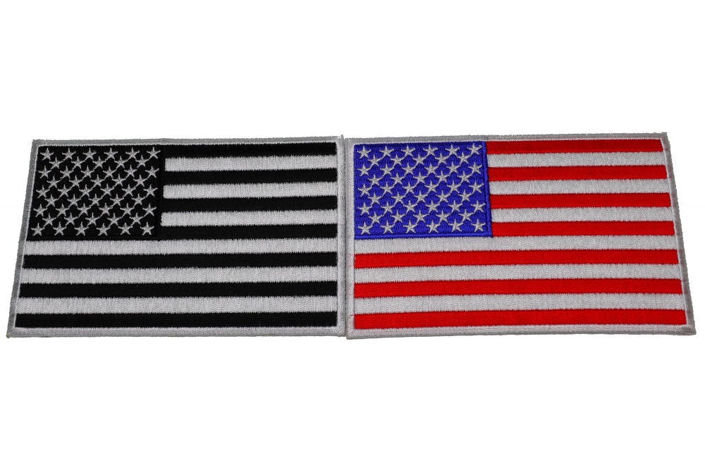 Set of 2 American Flag Patches with Black Border 5 inches