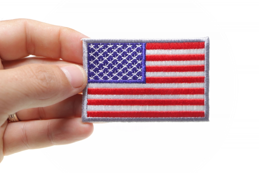 American Flag Military Police Patch iron-on GOLD Edges Border 
