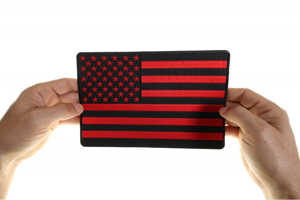 Large Red And Black American Flag Patch Embroidered Patches