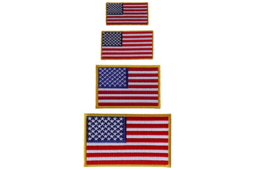 American Flag Patch Embroidered Iron-on Yellow Border USA United States QUALITY American Flag Patch Embroidered Iron-on Yellow Border USA United States QUALITY