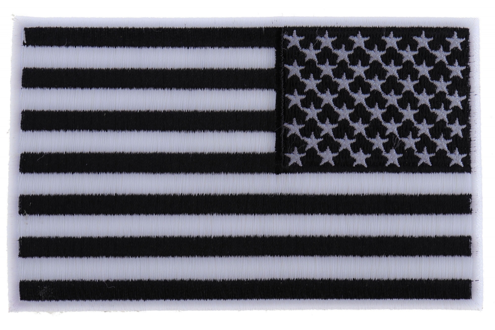 Black and White American REVERSED Flag Patch with White Borders ...