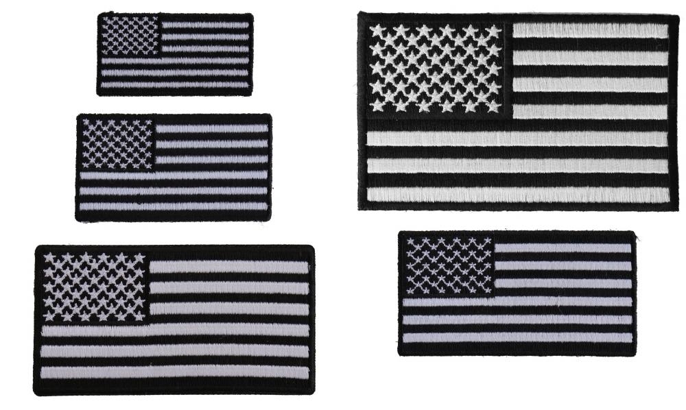 Embroidered 5" American US Flag Black Grey Sew or Iron on Patch Biker Patch 