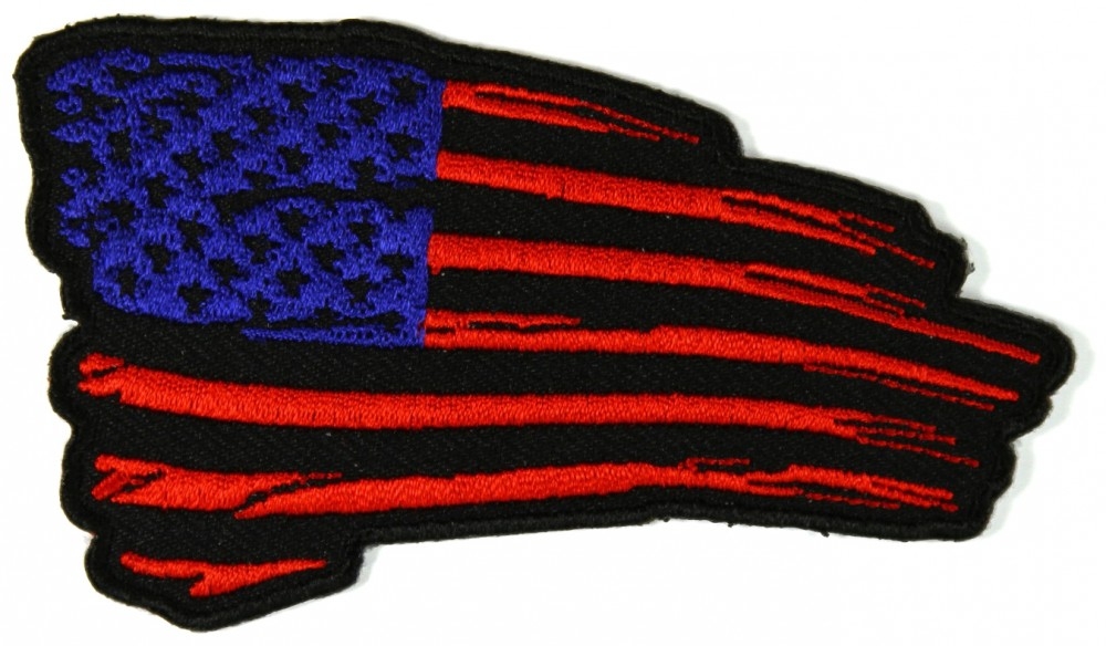 Tattered US Flag Patch Black Red Blue American Flag Patches
