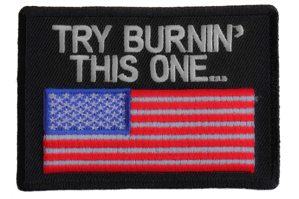 USA Vintage Flag and Stars Iron On Patch 4 x 2 inch Free Shipping P3564