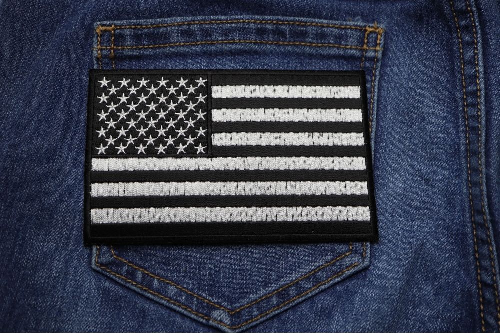 Black and White American Flag Patch with Black Borders TheCheapPlace