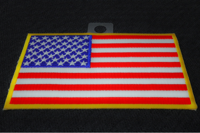 American Flag Patch with Yellow Borders diagonal view