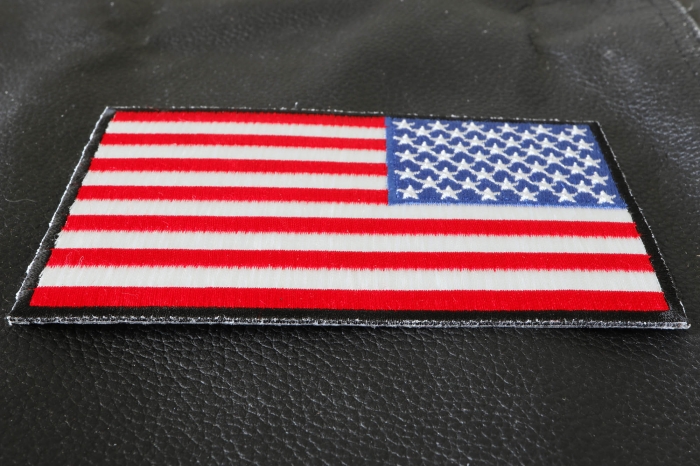 American REVERSED Flag Patch with Black Borders American REVERSED Flag Patch with Black Borders diagonal view