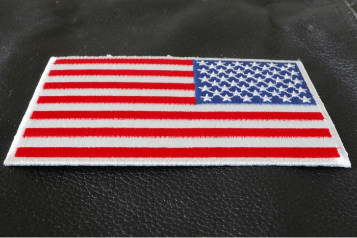 American REVERSED Flag Patch with White Borders American REVERSED Flag Patch with White Borders diagonal view