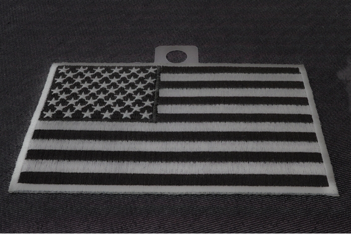 Black and Gray American Flag Patch diagonal view