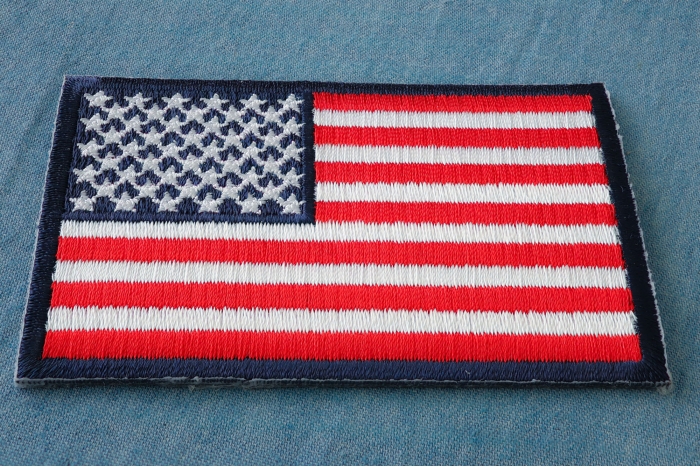 Blue Border American Flag Patch diagonal view
