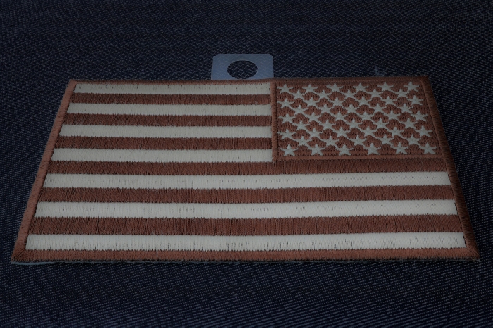 Brown Subdued American REVERSED Flag Patch diagonal view