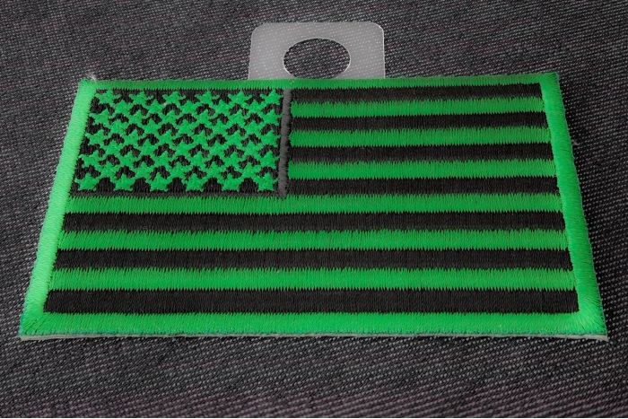 Kelly Green American Flag Patch diagonal view
