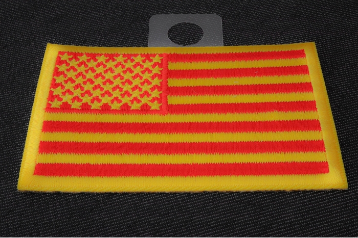 Red and Yellow US Flag Patch diagonal view