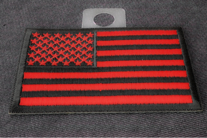 Red Black American Flag Patch diagonal view