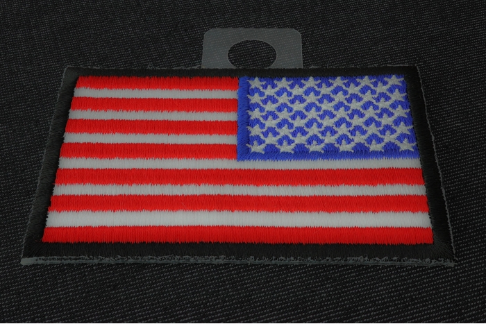 Reversed American Flag with Black Borders Patch diagonal view