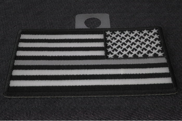 Reversed Silver Line Corrections Officer American Flag Patch diagonal view