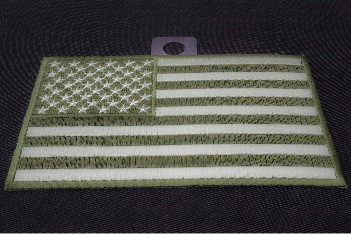 Subdued Green American Flag Patch diagonal view