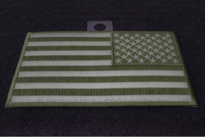 Green American Flag Patch Reversed diagonal view