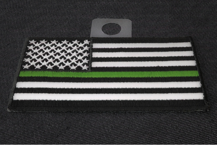 Subdued Green Stripe American Flag Patch diagonal view