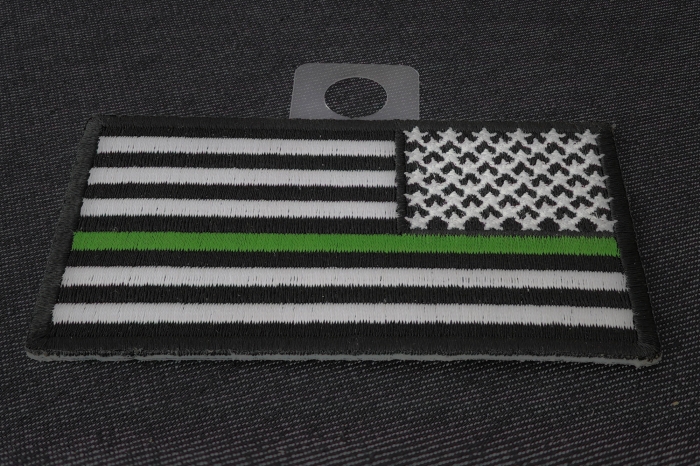 Thin Green Line American Flag Reversed Patch diagonal view