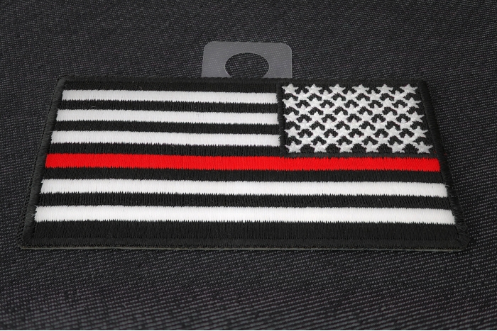 Thin Red Line American Flag Reversed Patch diagonal view