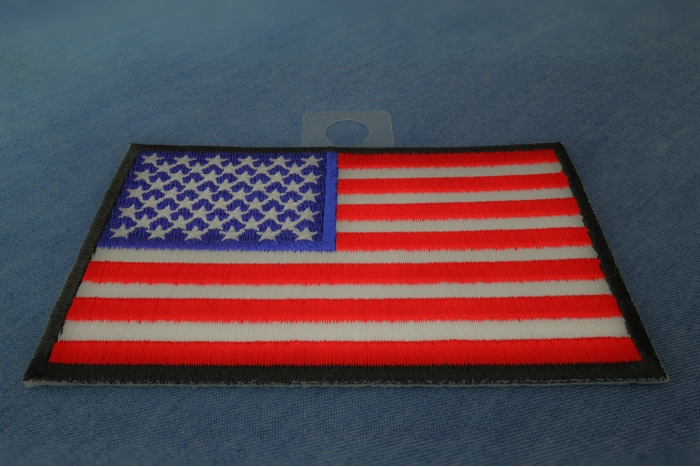 US Flag Patch 4 Inch Black Border diagonal view