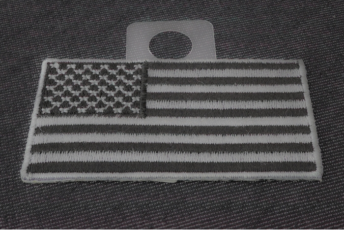 US Flag Patch Black and Gray 2.5 Inch diagonal view