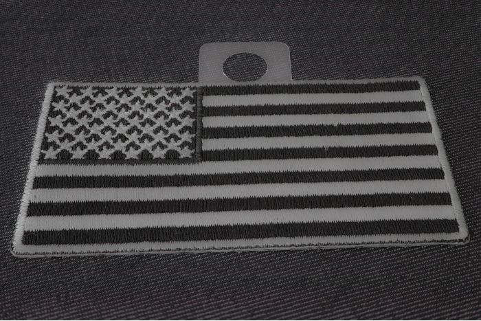 US Flag Patch Black and Gray 3.5 Inch diagonal view