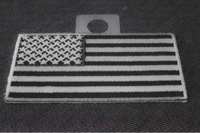 US Flag Patch Black and Gray 3 Inch diagonal view