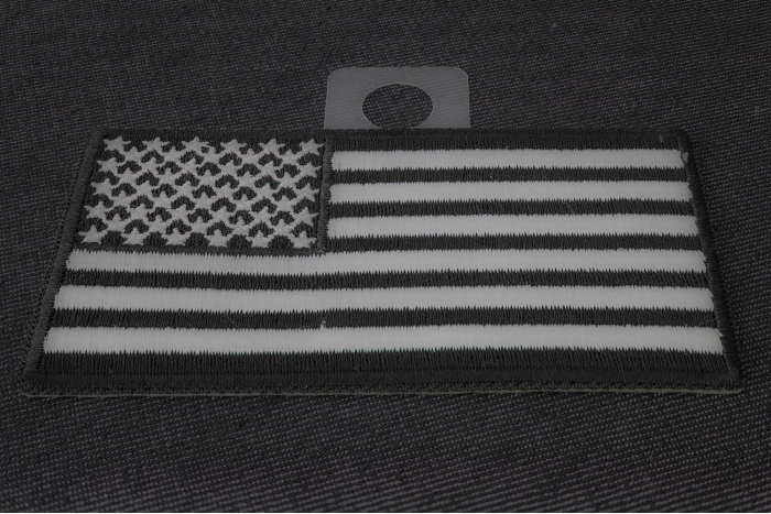 US Flag Patch Black and White 3.5 Inch diagonal view