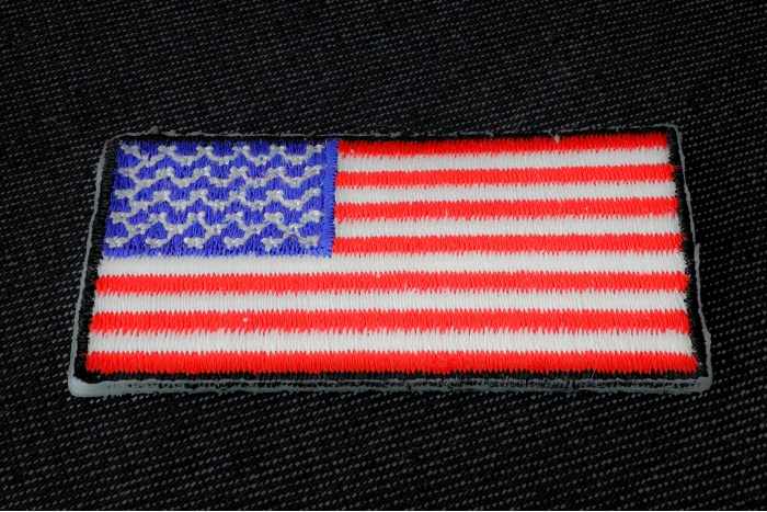 US Flag Patch Black Border 2 Inch diagonal view