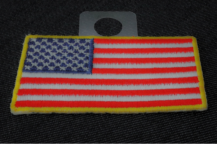 US Flag Patch Gold Border 2.5 Inch diagonal view