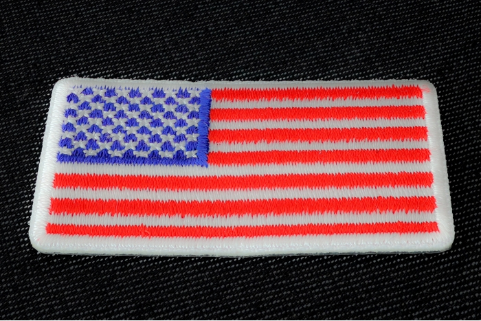 US Flag Patch White Border 2 Inch diagonal view