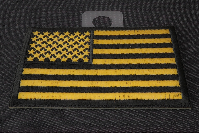 Yellow Black American Flag Patch diagonal view